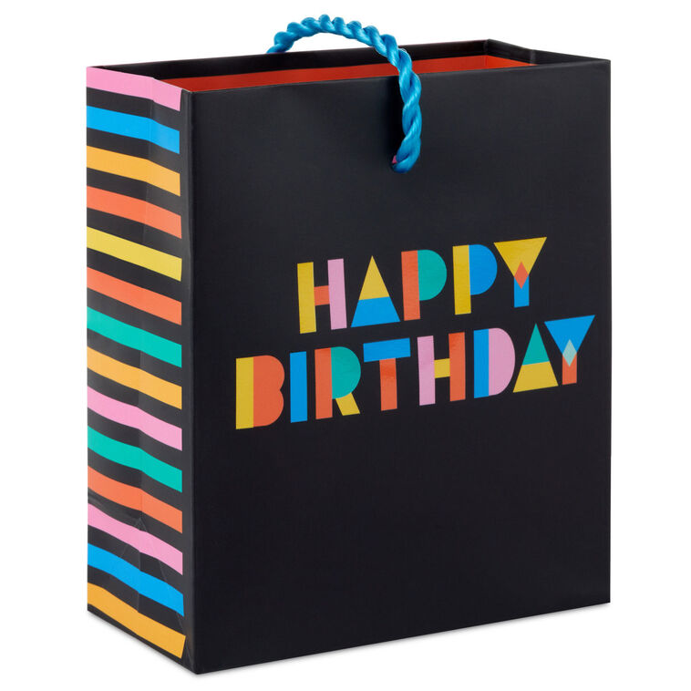 hallmark 4.6" Colorful Wishes on Black Birthday Gift Card Holder Mini Bag