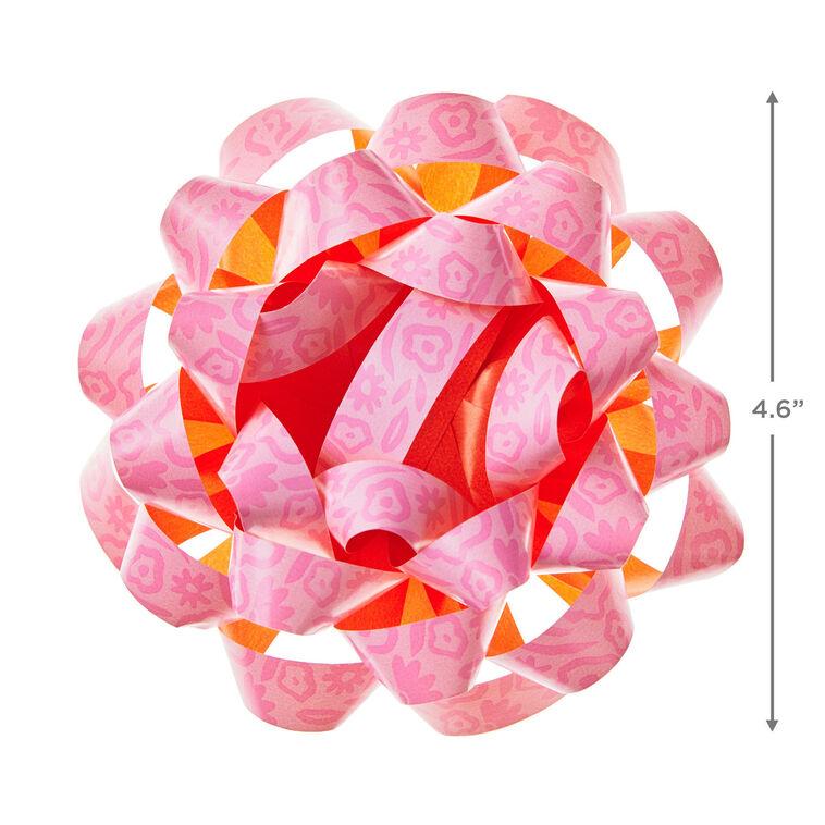 Hallmark 4.6" Pink Abstract Flowers Recyclable Gift Bow