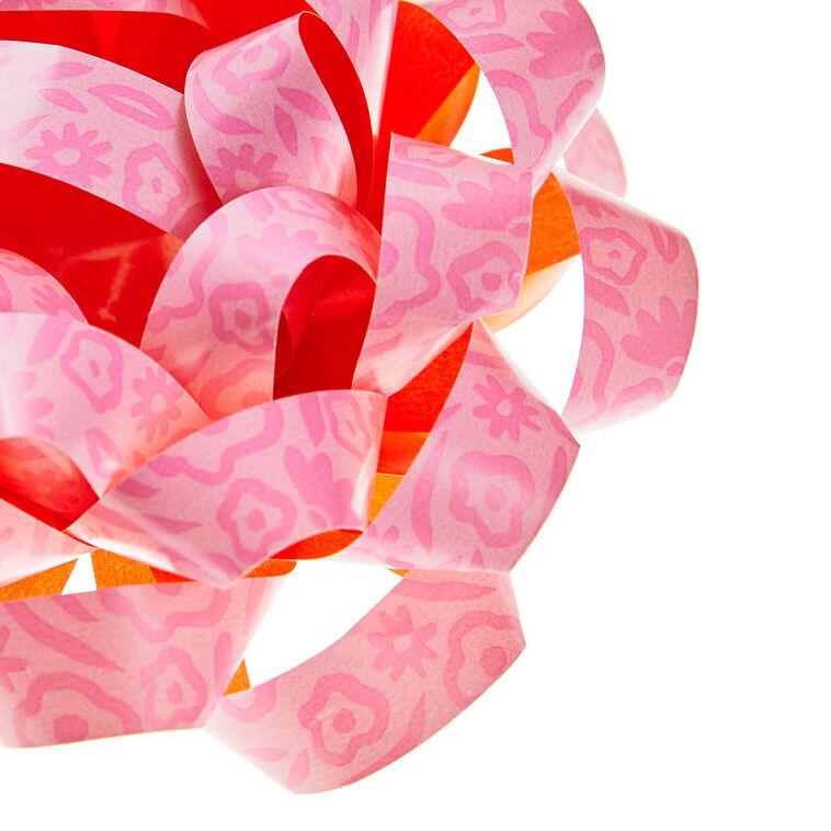 Hallmark 4.6" Pink Abstract Flowers Recyclable Gift Bow