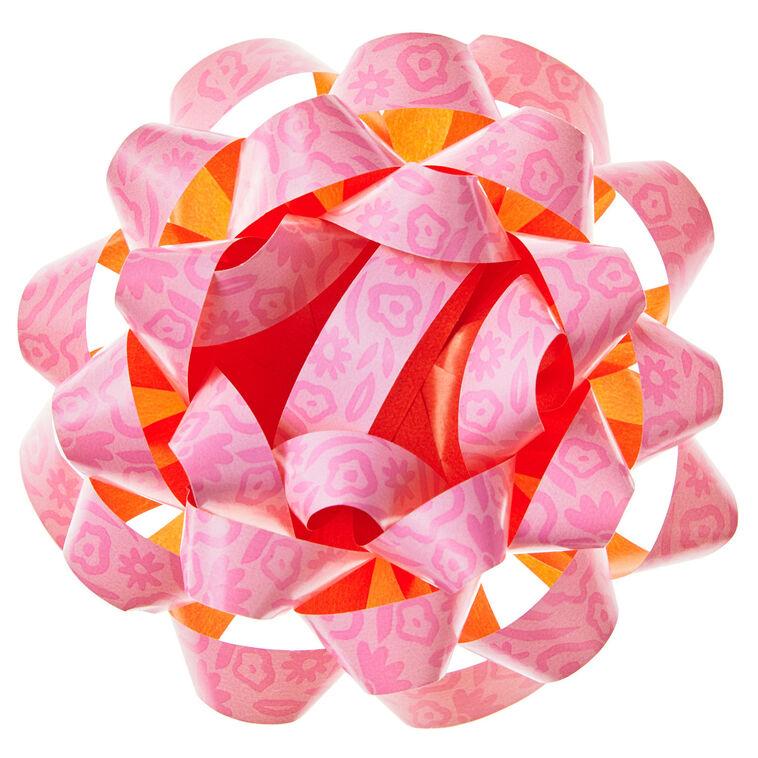hallmark 4.6" Pink Abstract Flowers Recyclable Gift Bow