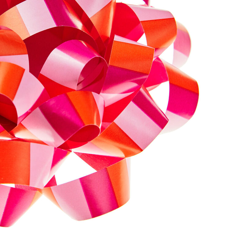 Hallmark 4.6" Pink And Coral Stripe Recyclable Gift Bow