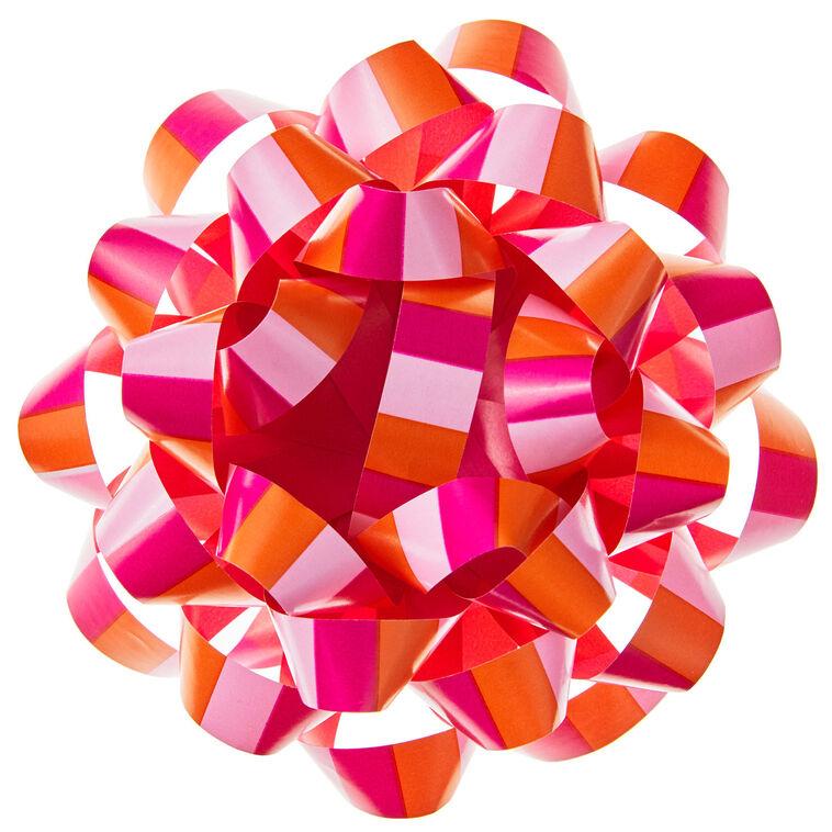 hallmark 4.6" Pink and Coral Stripe Recyclable Gift Bow