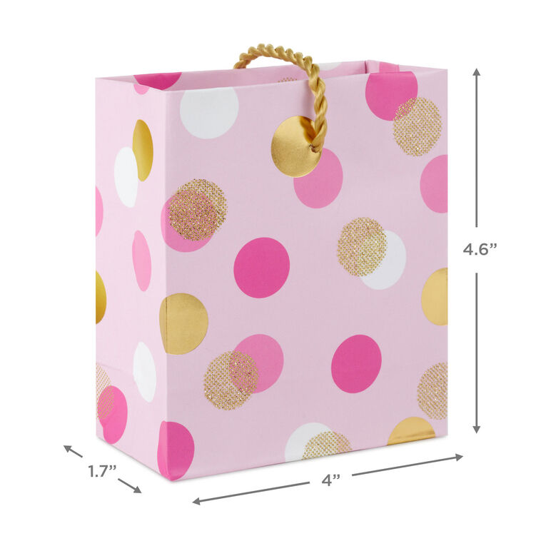 Hallmark 4.6" Pink And Gold Dots Gift Card Holder Mini Bag