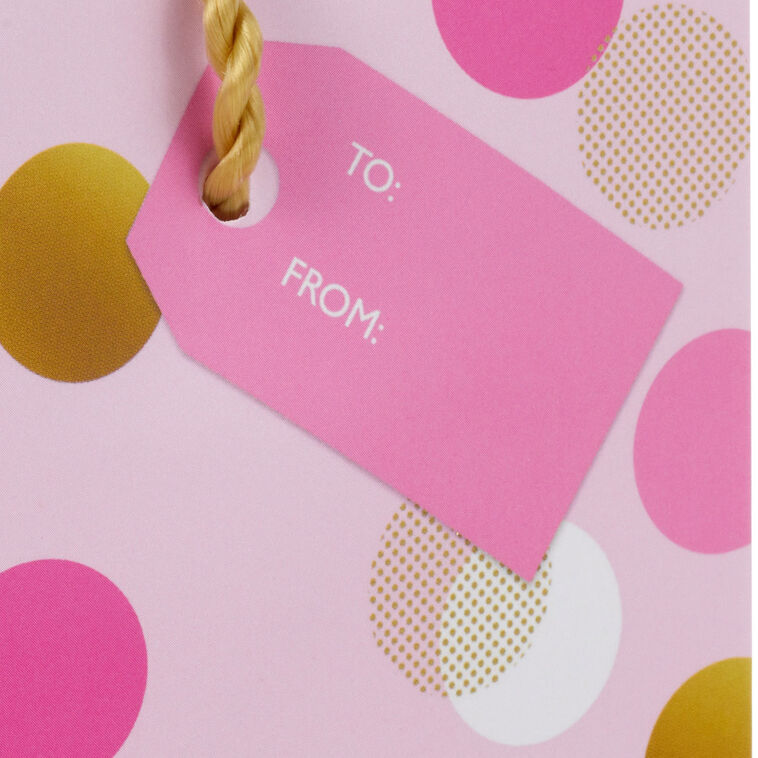 Hallmark 4.6" Pink And Gold Dots Gift Card Holder Mini Bag