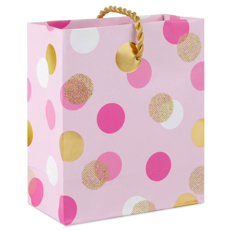 hallmark 4.6" Pink and Gold Dots Gift Card Holder Mini Bag