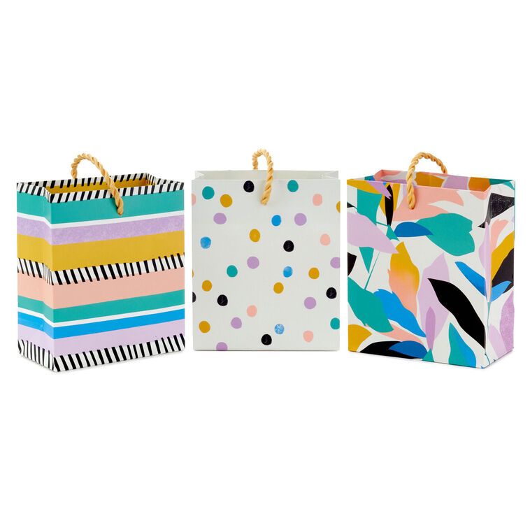 hallmark 4.6" Whimsical Patterns 3-Pack Gift Card Holder Mini Bags