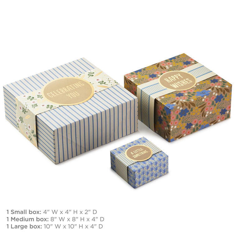 Hallmark 4" 8" And 10" Floral 3-Pack Gift Boxes With Bands