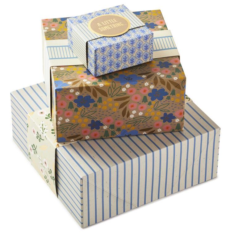 hallmark 4" 8" and 10" Floral 3-Pack Gift Boxes With Bands