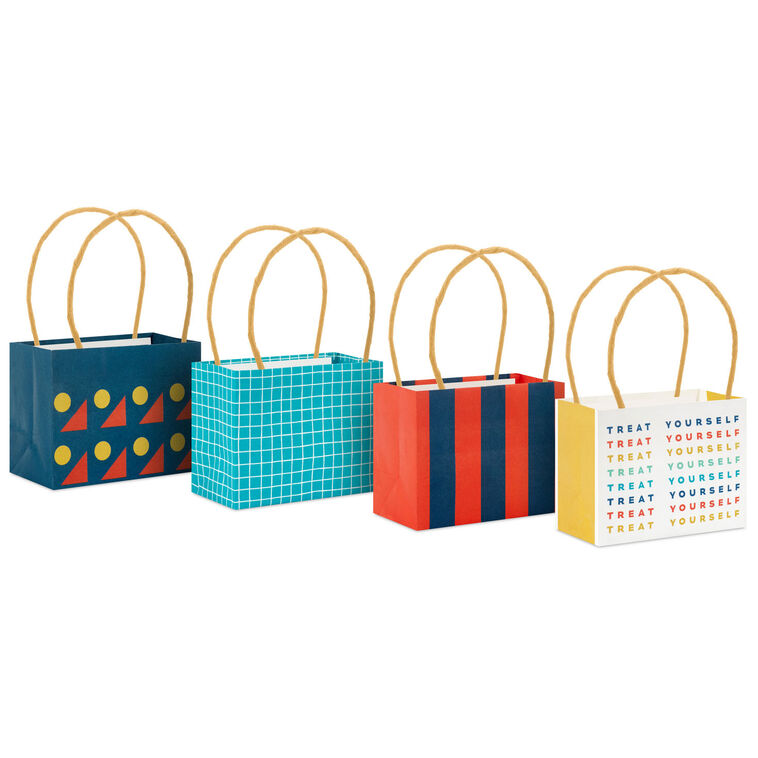 hallmark 4" Colorful Geometrics Mini Horizontal Gift Bag Bundle