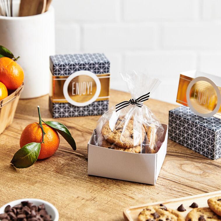 Hallmark 4" Gray Geometric 2-Pack Gift Boxes With Gold Bands