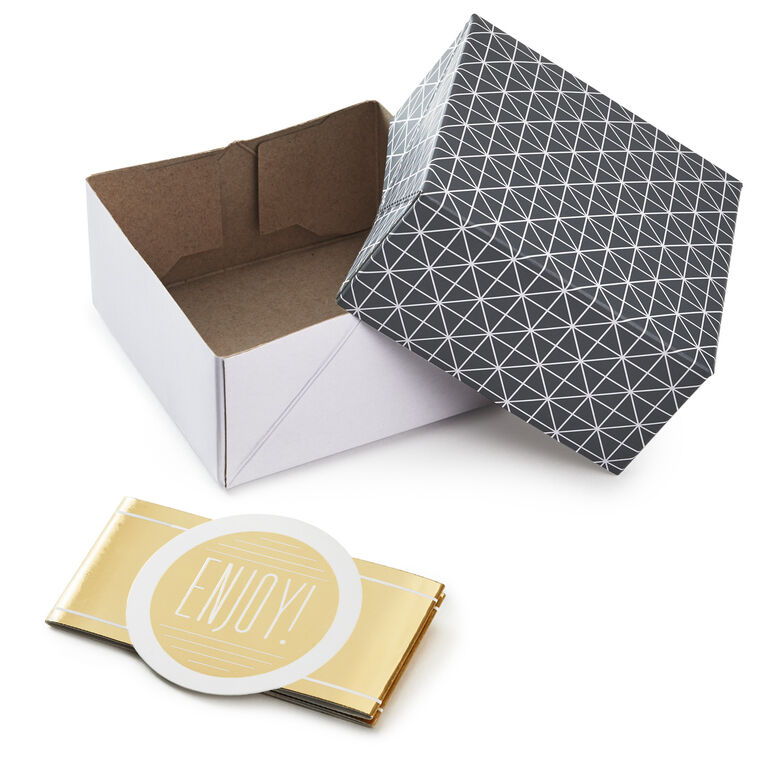 Hallmark 4" Gray Geometric 2-Pack Gift Boxes With Gold Bands