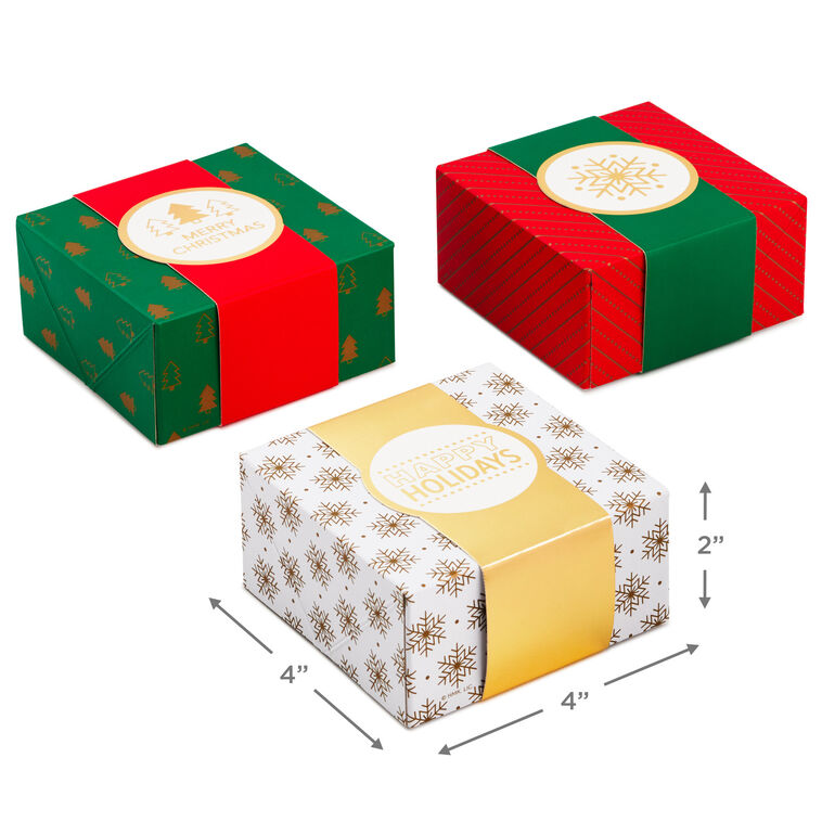 Hallmark 4" Merry Mix 3-Pack Small Christmas Gift Boxes Assortment