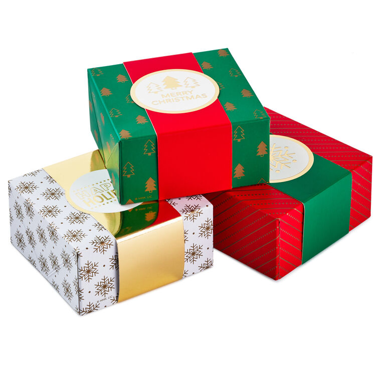 hallmark 4" Merry Mix 3-Pack Small Christmas Gift Boxes Assortment