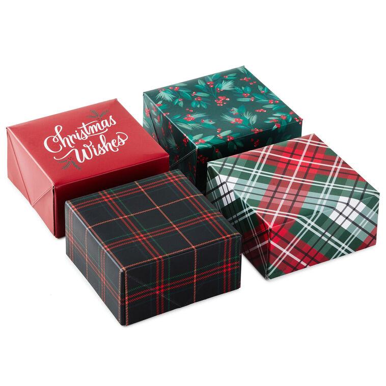hallmark 4" Merry Wishes 4-Pack Small Christmas Gift Boxes Assortment