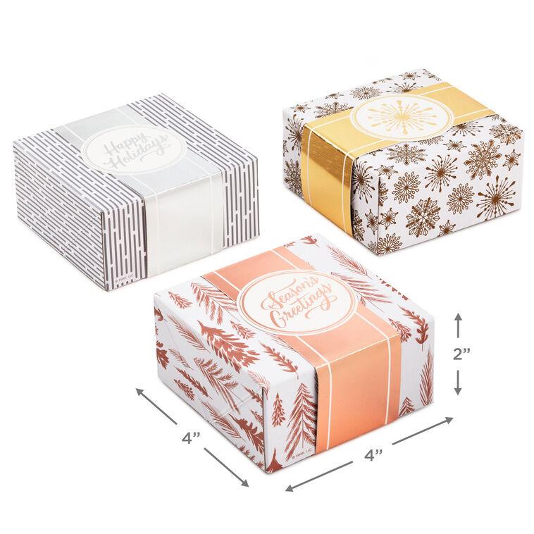 Hallmark 4" Metallic Mix 3-Pack Small Christmas Gift Boxes Assortment