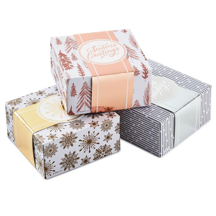 hallmark 4" Metallic Mix 3-Pack Small Christmas Gift Boxes Assortment
