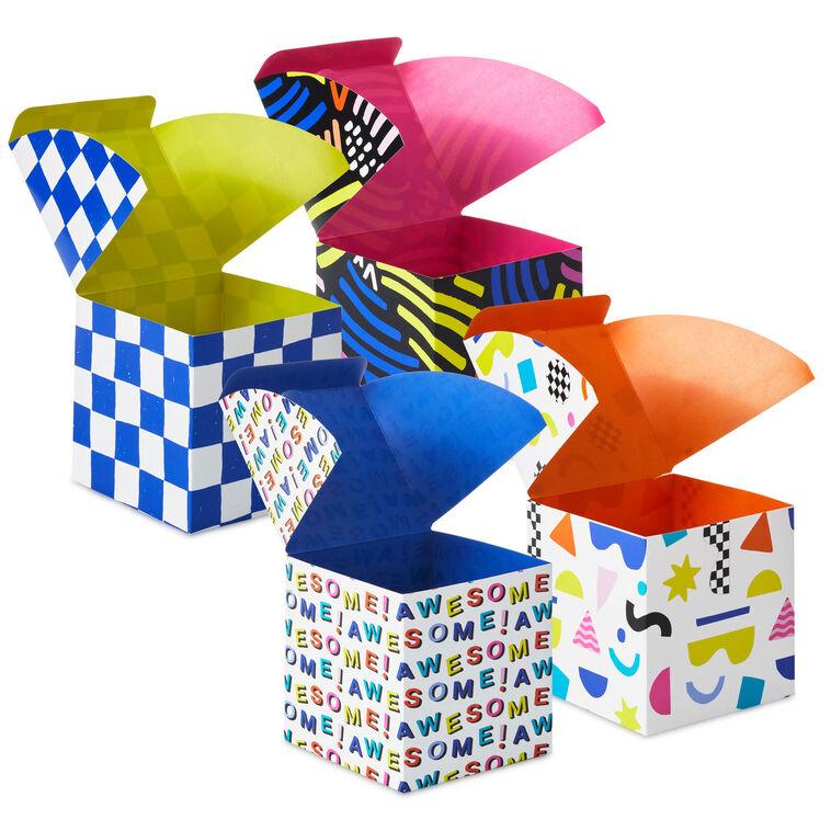 Hallmark 4" Modern Neon Patterns Assorted Treat Boxes With Lids Pack Of 4