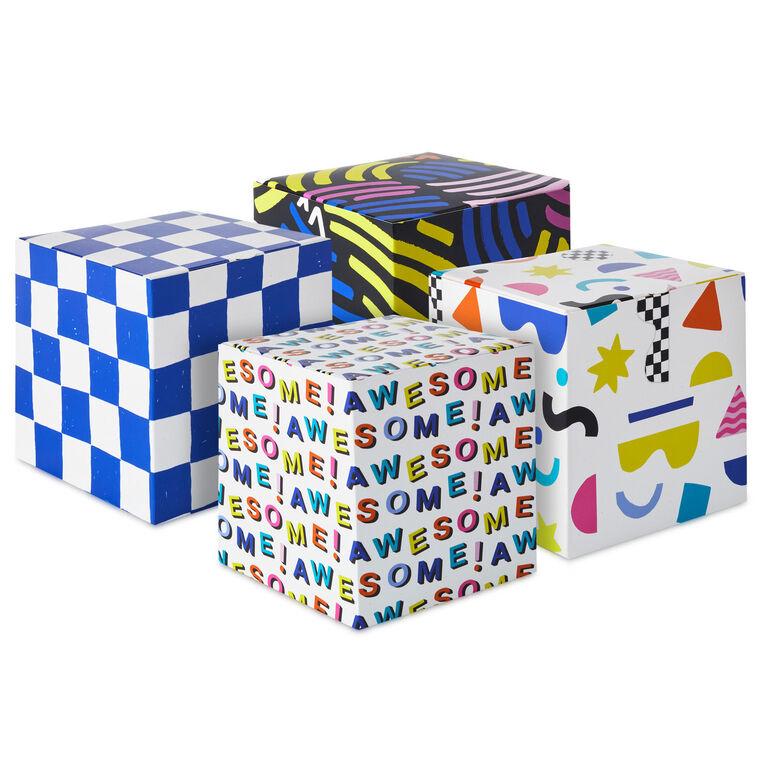 hallmark 4" Modern Neon Patterns Assorted Treat Boxes With Lids Pack of 4