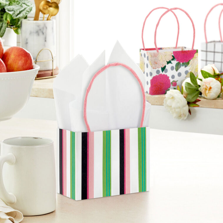 Hallmark 4" Pink Garden Floral Mini Horizontal Gift Bag Bundle