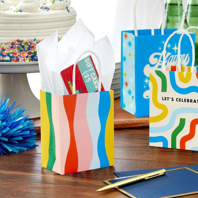 Hallmark 4" Retro Birthday 3-Pack Gift Card Holder Mini Bags