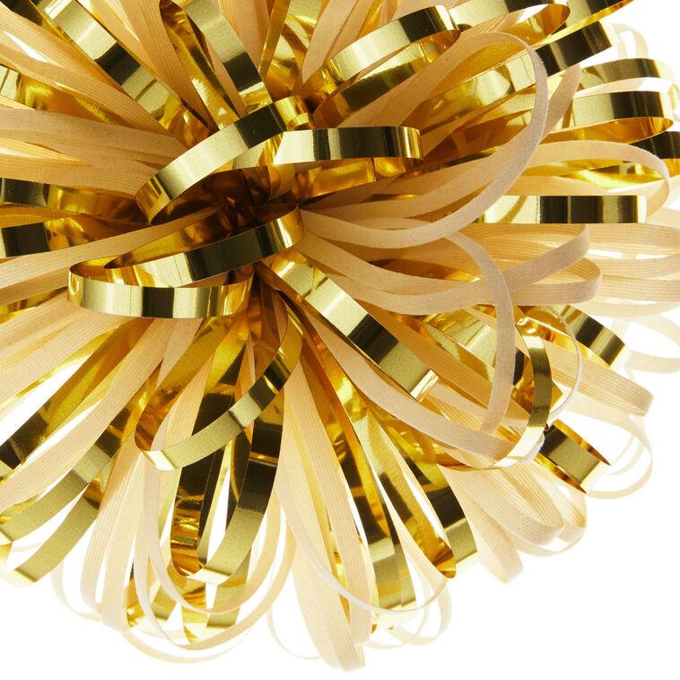 Hallmark 5" Ivory And Gold Metallic Pom-Pom Gift Bow