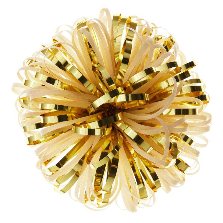 hallmark 5" Ivory and Gold Metallic Pom-Pom Gift Bow