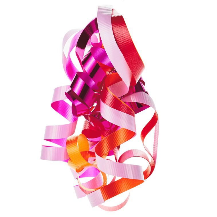 hallmark 6 1/2" Red/Orange/Pink Curly Ribbon Gift Bow
