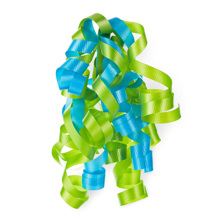 hallmark 6.5" Aqua and Light Green Curly Ribbon Gift Bow