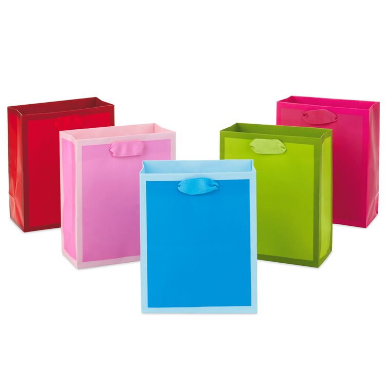 hallmark 6.5" Assorted Bright Colors 5-Pack Gift Bags
