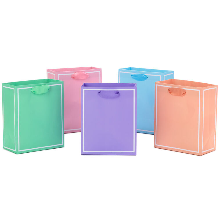 hallmark 6.5" Assorted Pastel Colors 5-Pack Gift Bags