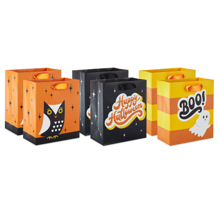 hallmark 6.5" Halloween Fun 6-Pack Assorted Small Gift Bag Bundle
