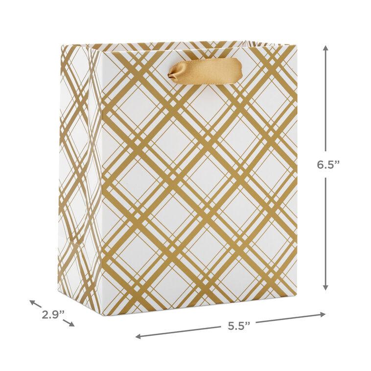 Hallmark 6.5" Ivory And Gold 6-Pack Assorted Small Christmas Gift Bag Bundle