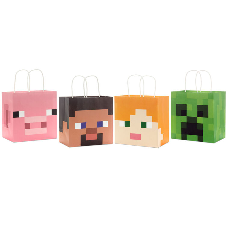 hallmark 6.5" Minecraft 4-Pack Assorted Small Square Gift Bags