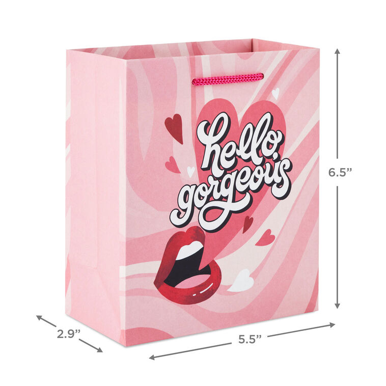 Hallmark 6.5" Pink And Red Retro 6-Pack Assorted Small Gift Bags