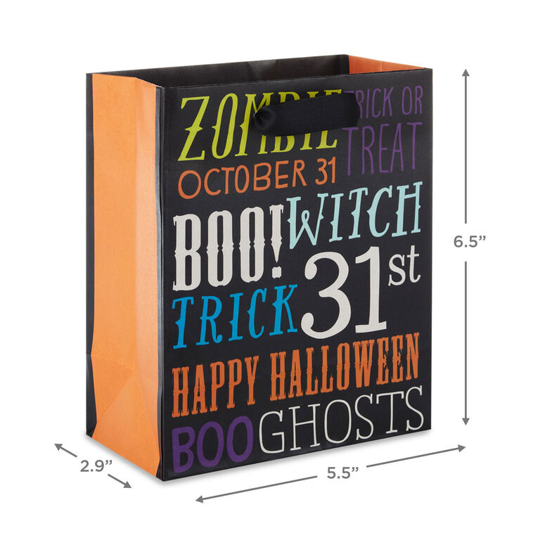 Hallmark 6.5" Spooky Time 6-Pack Assorted Small Halloween Gift Bag Bundle