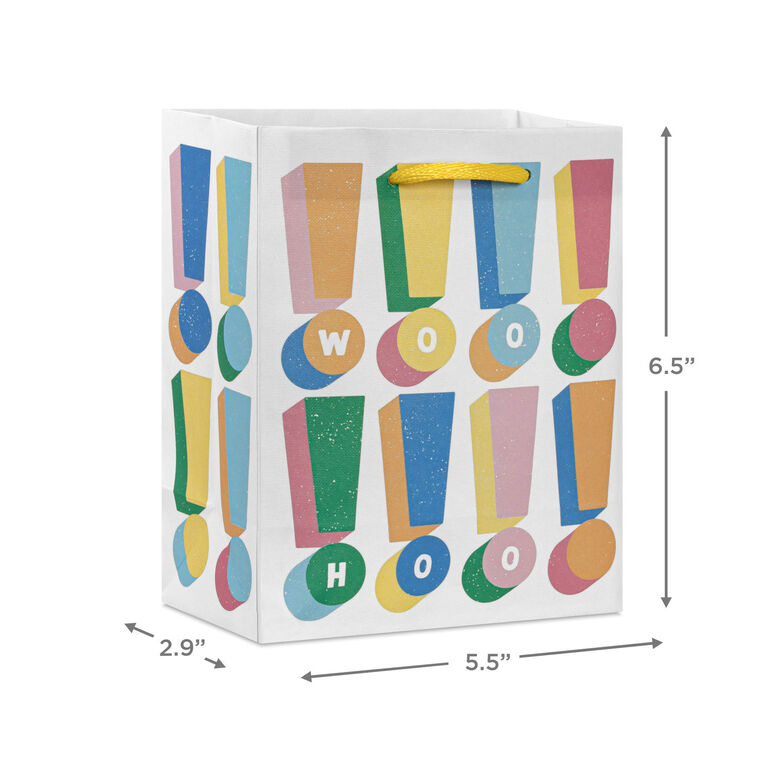 Hallmark 6.5" Woo Hoo Colorful Exclamations Small Gift Bag