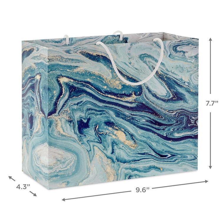 Hallmark 7.7" Blue Green And Gold Marbled Medium Horizontal Gift Bag