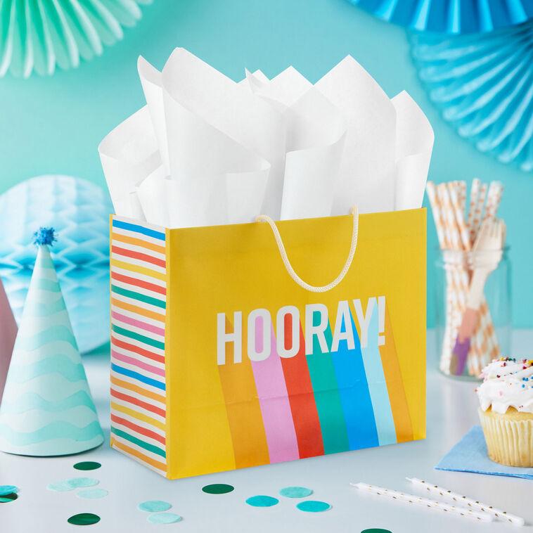 Hallmark 7.7" Hooray On Yellow Medium Horizontal Gift Bag