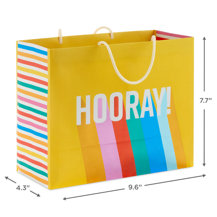Hallmark 7.7" Hooray On Yellow Medium Horizontal Gift Bag