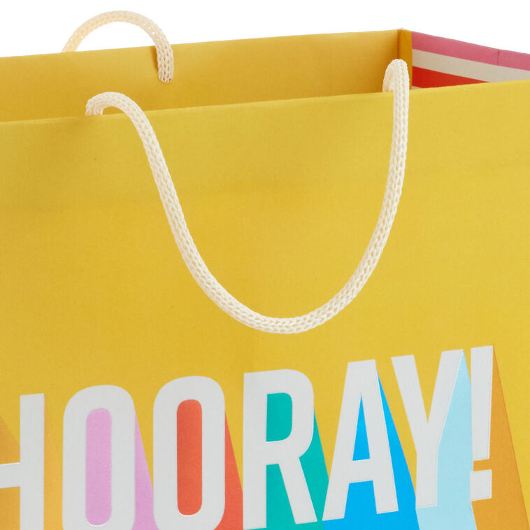 Hallmark 7.7" Hooray On Yellow Medium Horizontal Gift Bag