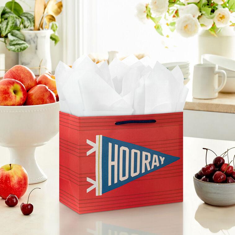 Hallmark 7.7" Hooray Pennant Medium Horizontal Gift Bag