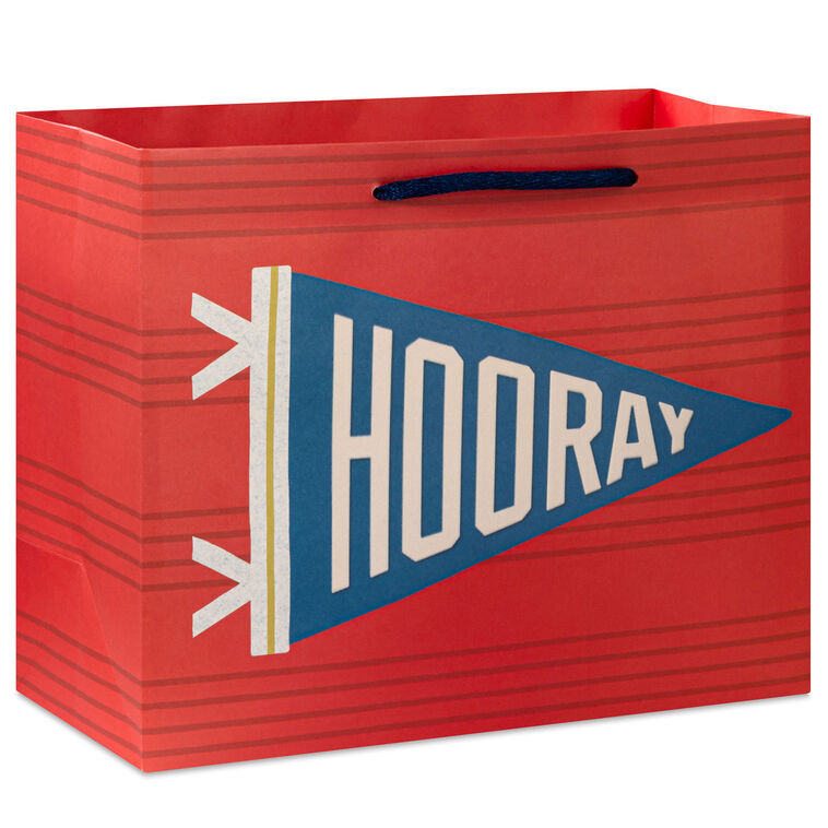 hallmark 7.7" Hooray Pennant Medium Horizontal Gift Bag