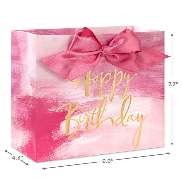 Hallmark 7.7" Pink Watercolor Medium Horizontal Birthday Gift Bag