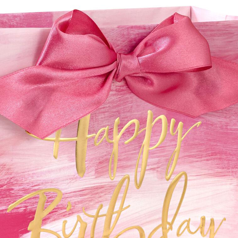 Hallmark 7.7" Pink Watercolor Medium Horizontal Birthday Gift Bag