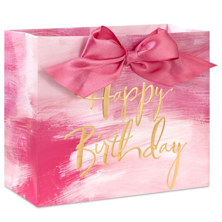 hallmark 7.7" Pink Watercolor Medium Horizontal Birthday Gift Bag