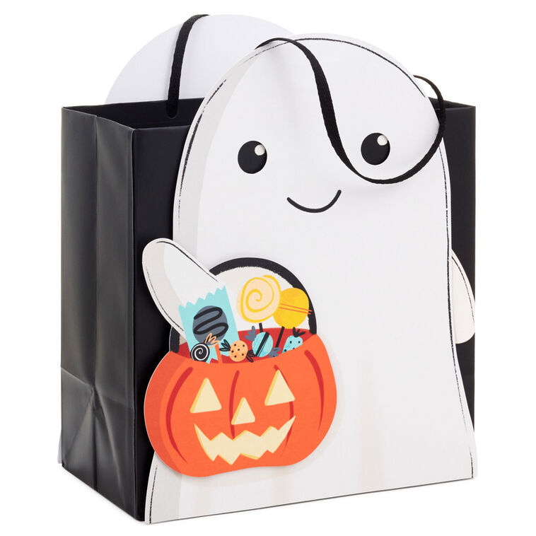 hallmark 7.8" Trick-or-Treating Ghost Medium Halloween Gift Bag