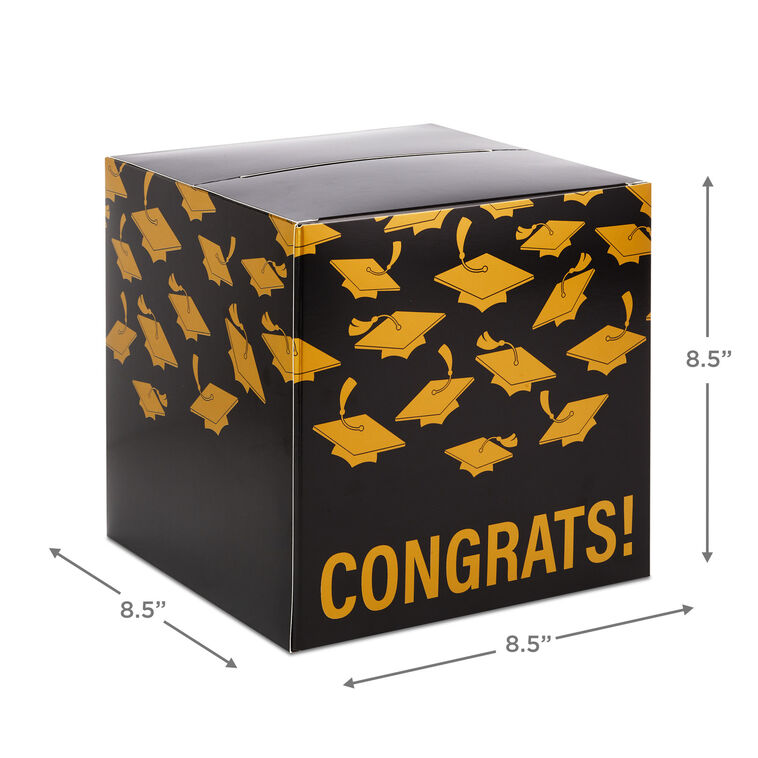 Hallmark 8.5" Mortarboards On Black Graduation Card Box