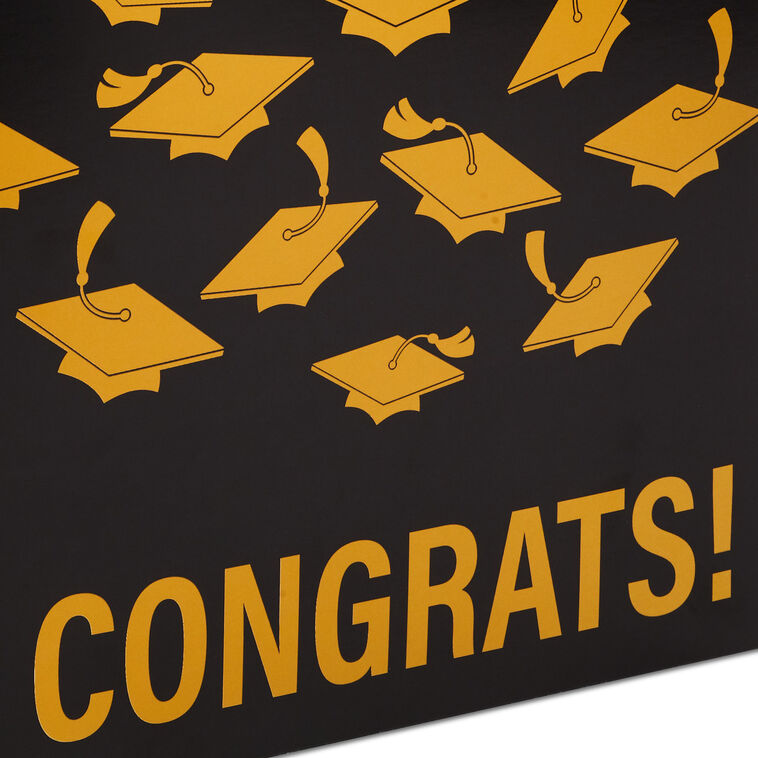 Hallmark 8.5" Mortarboards On Black Graduation Card Box