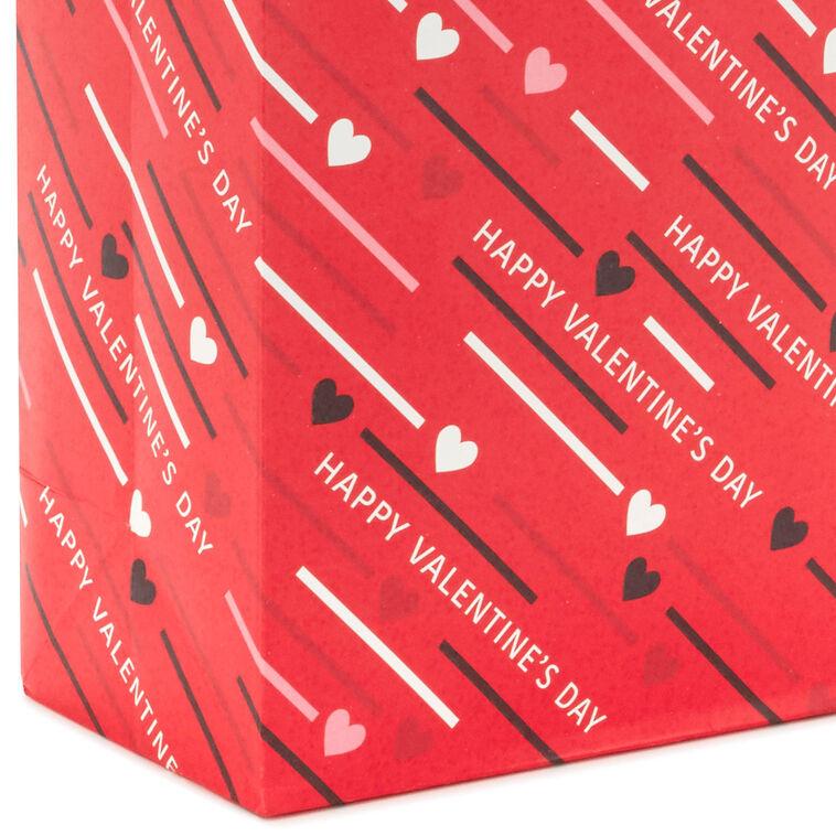 Hallmark 8.8" Diagonal Hearts And Stripes 3-Pack Medium Valentine's Day Gift Bags With Tissue Paper