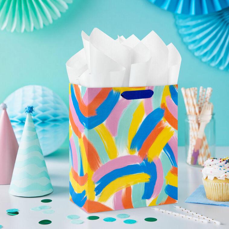 Hallmark 9.6" Abstract Brushstroke Rainbows Medium Gift Bag
